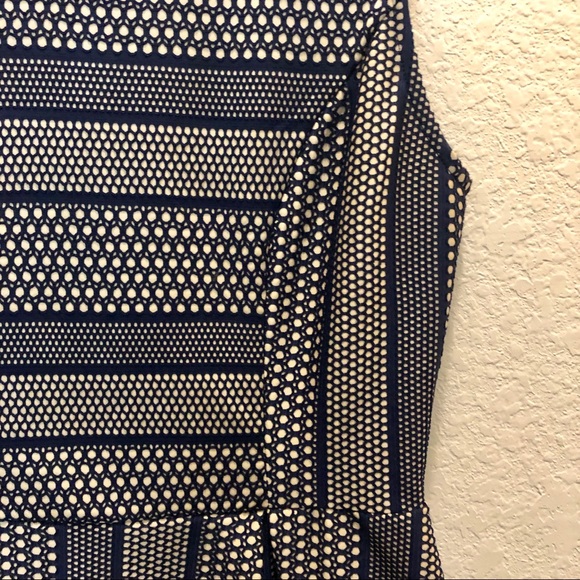 Navy Textured Fit-and-Flare Dress - Picture 2 of 5